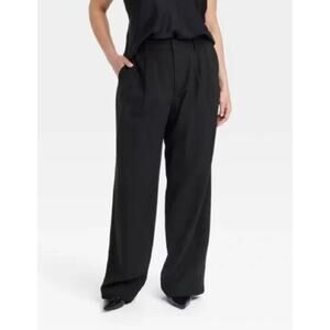 A New Day High-Rise Straight Trousers Black 17 Womens Elastic Waistband New NWT